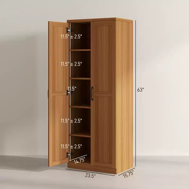Dispensa da cucina a 2 ante da 160 cm, mobiletto indipendente con 5 ripiani e 2 ripiani regolabili per sala da pranzo