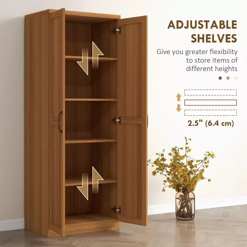 Dispensa da cucina a 2 ante da 160 cm, mobiletto indipendente con 5 ripiani e 2 ripiani regolabili per sala da pranzo