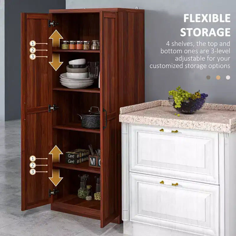 Dispensa da cucina a 2 ante da 160 cm, mobiletto indipendente con 5 ripiani e 2 ripiani regolabili per sala da pranzo