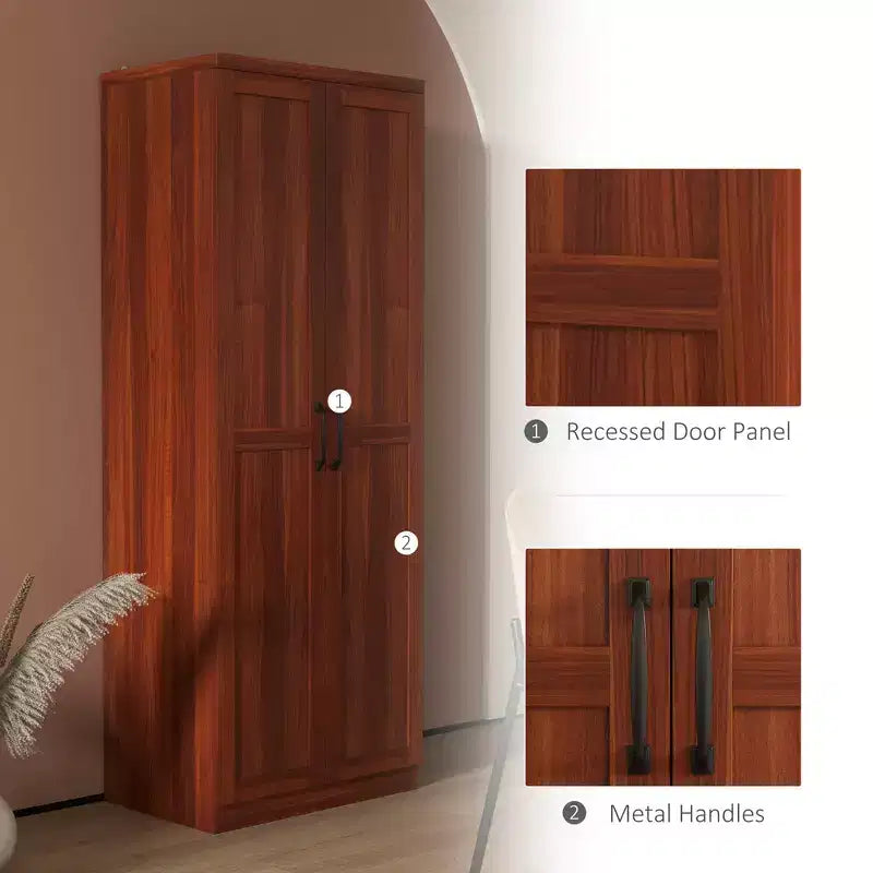 Dispensa da cucina a 2 ante da 160 cm, mobiletto indipendente con 5 ripiani e 2 ripiani regolabili per sala da pranzo