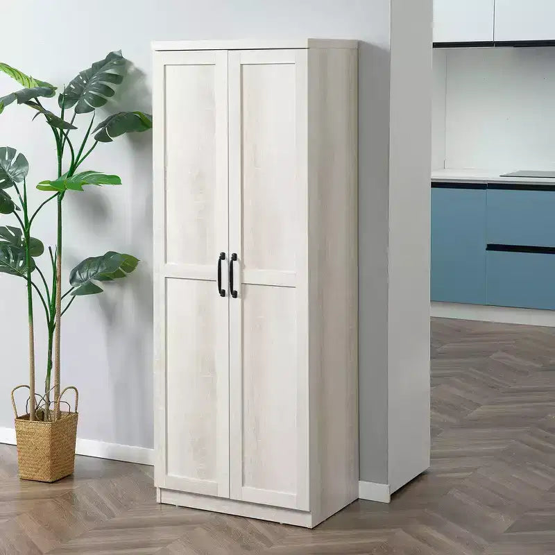 Dispensa da cucina a 2 ante da 160 cm, mobiletto indipendente con 5 ripiani e 2 ripiani regolabili per sala da pranzo