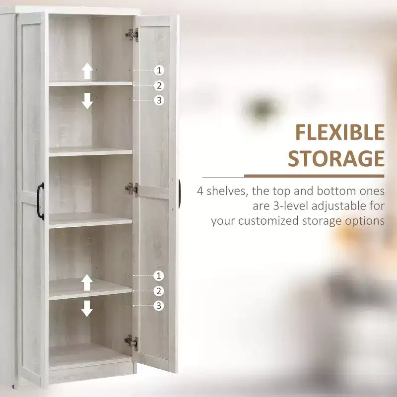 Dispensa da cucina a 2 ante da 160 cm, mobiletto indipendente con 5 ripiani e 2 ripiani regolabili per sala da pranzo