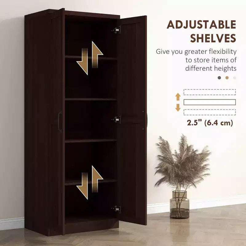 Dispensa da cucina a 2 ante da 160 cm, mobiletto indipendente con 5 ripiani e 2 ripiani regolabili per sala da pranzo