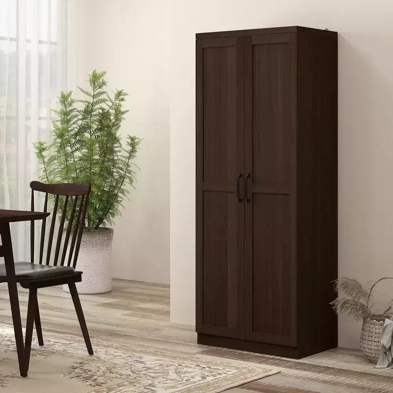 Dispensa da cucina a 2 ante da 160 cm, mobiletto indipendente con 5 ripiani e 2 ripiani regolabili per sala da pranzo