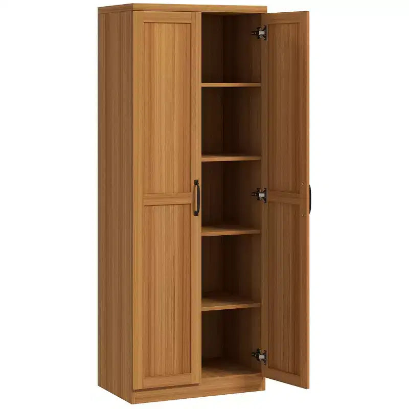 Dispensa da cucina a 2 ante da 160 cm, mobiletto indipendente con 5 ripiani e 2 ripiani regolabili per sala da pranzo