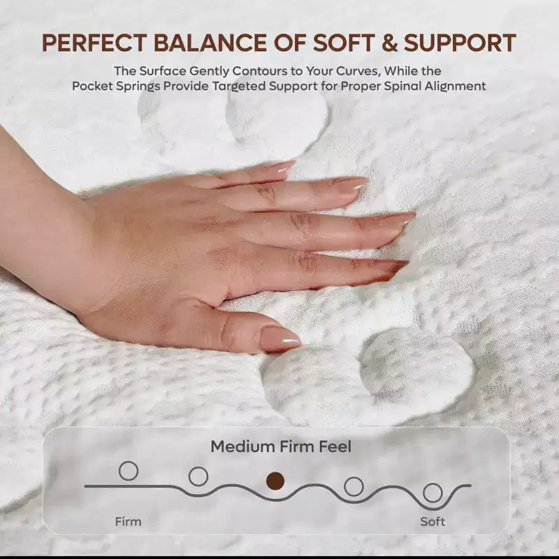 Materasso ibrido Tencel da 12 pollici King Size, medio, con strato felpato e memory foam in gel rinfrescante, consegnato in scatola