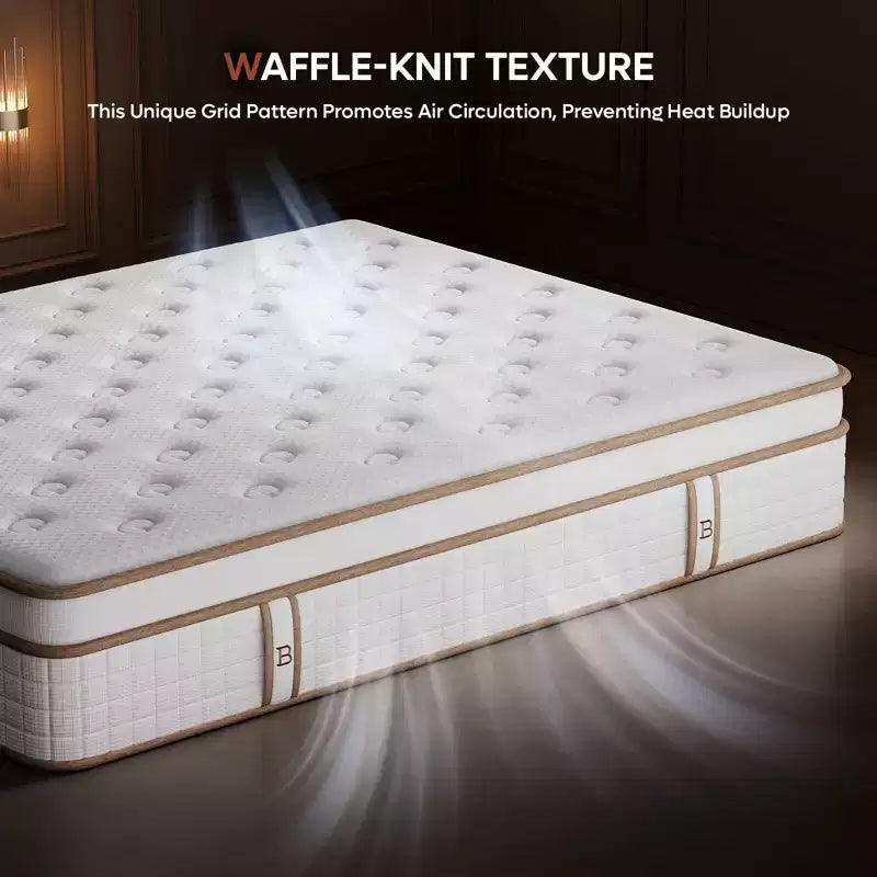 Materasso ibrido Tencel da 12 pollici King Size, medio, con strato felpato e memory foam in gel rinfrescante, consegnato in scatola