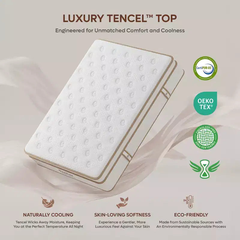 Materasso ibrido Tencel da 12 pollici King Size, medio, con strato felpato e memory foam in gel rinfrescante, consegnato in scatola
