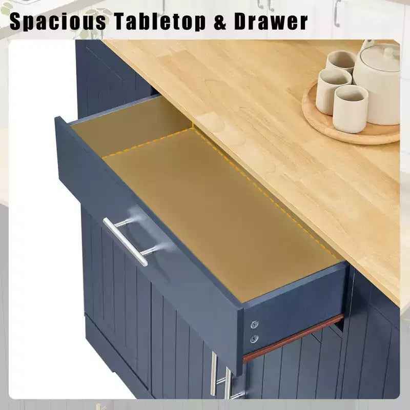 Isola Cucina Moderna con Ante e Cassetto Centrale e Vano per Pattumiera, Credenza Contenitore per Cucina, Sala da Pranzo
