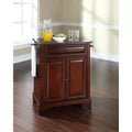 Isola Cucina Carrello Contenitore Portatile Pieghevole Lafayette con Piano in Granito, Supporto Forno a Microonde, Nero