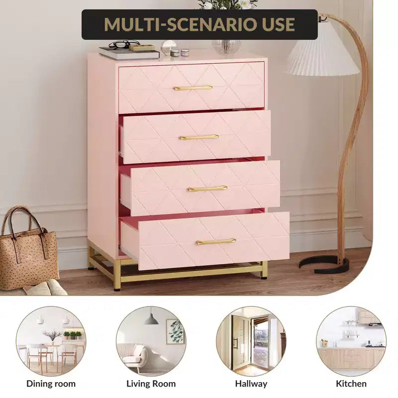 Cassettiera in legno, mobile contenitore alto moderno con dispositivo antiribaltamento, adatta per camere da letto, soggiorni e corridoi.