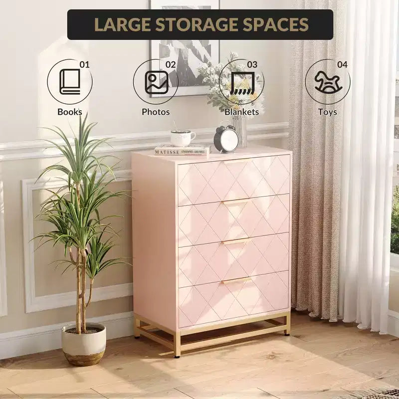 Cassettiera in legno, mobile contenitore alto moderno con dispositivo antiribaltamento, adatta per camere da letto, soggiorni e corridoi.