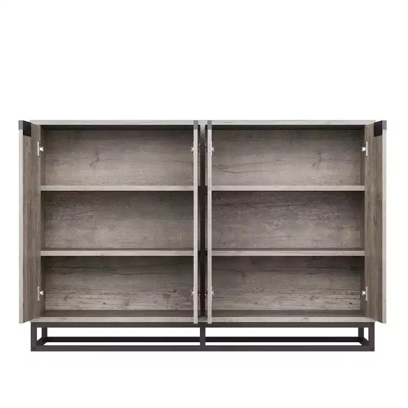 Credenza moderna con 4 ante e ripiani, mobile contenitore a buffet