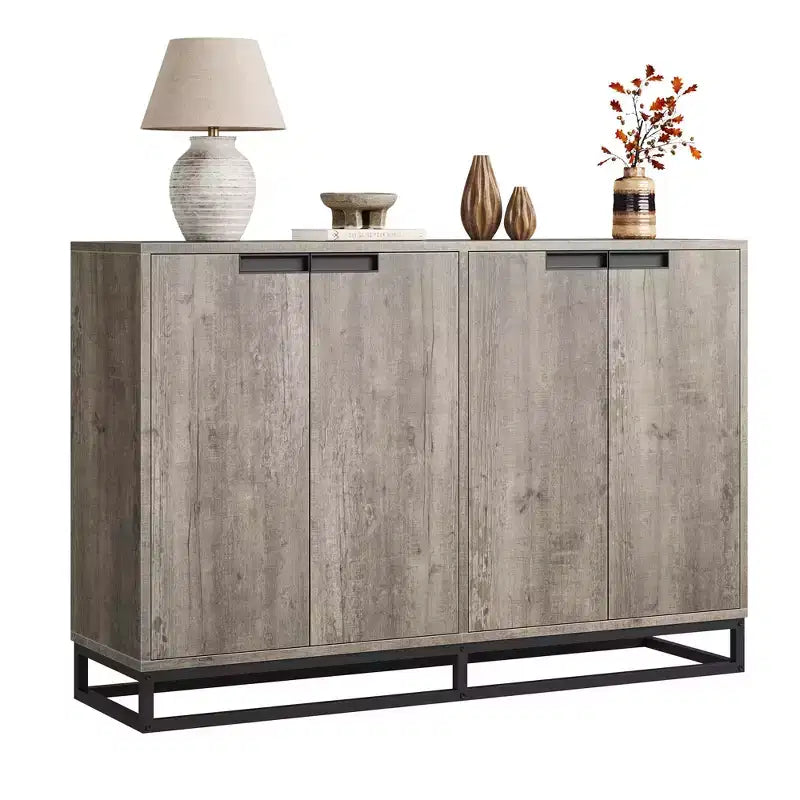 Credenza moderna con 4 ante e ripiani, mobile contenitore a buffet