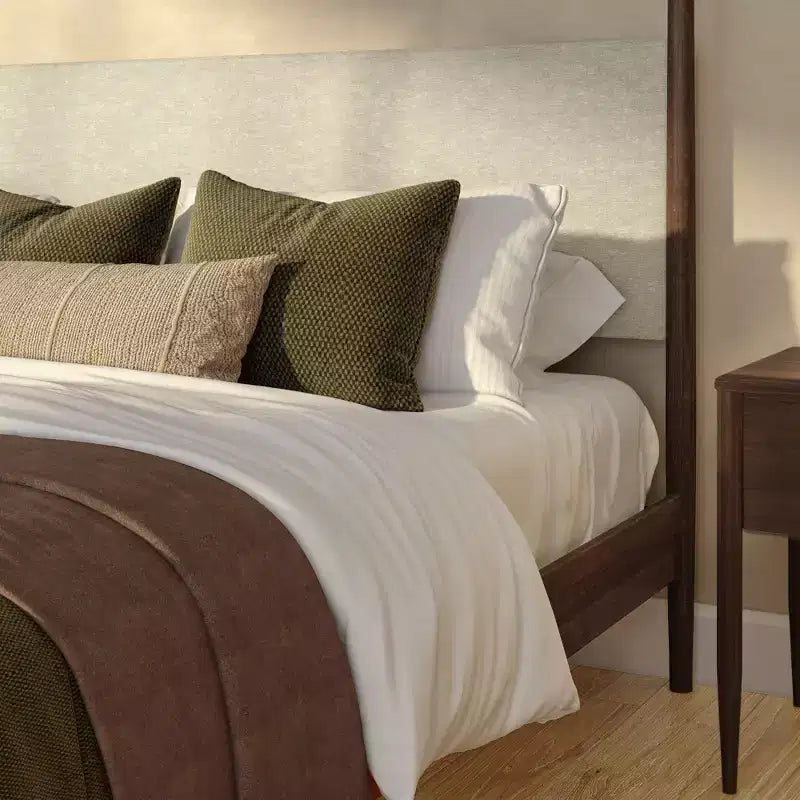 Letto a baldacchino con testiera imbottita, biondo/caffè svizzero (MD2411-01)