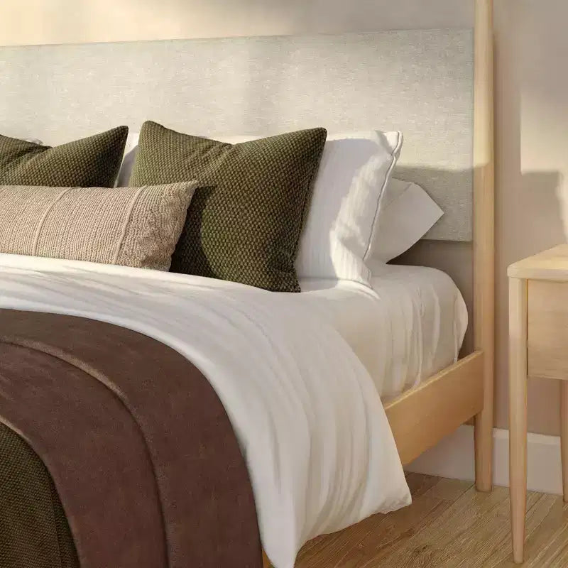 Letto a baldacchino con testiera imbottita, biondo/caffè svizzero (MD2411-01)
