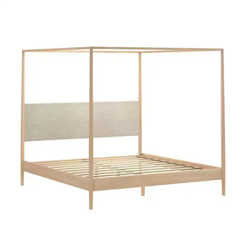 Letto a baldacchino con testiera imbottita, biondo/caffè svizzero (MD2411-01)