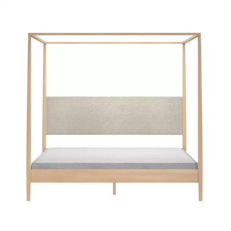 Letto a baldacchino con testiera imbottita, biondo/caffè svizzero (MD2411-01)
