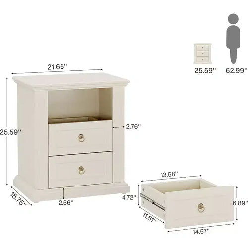 Comodino a 3 cassetti, Comodino moderno con cassetti, Tavolino d'appoggio in legno per camera da letto, Beige Visita il negozio Tribesigns