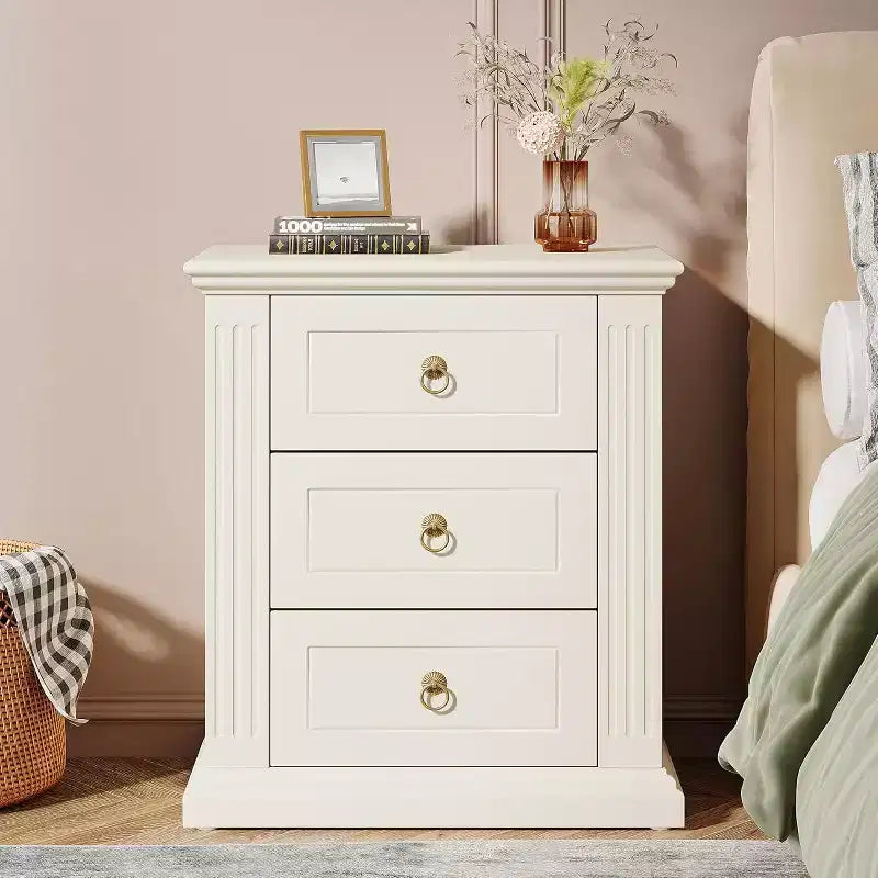 Comodino a 3 cassetti, Comodino moderno con cassetti, Tavolino d'appoggio in legno per camera da letto, Beige Visita il negozio Tribesigns