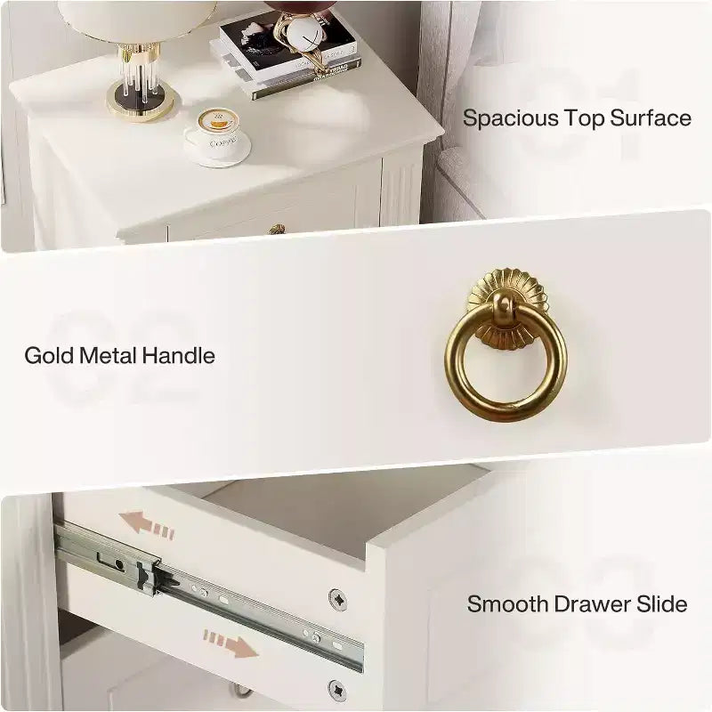 Comodino a 3 cassetti, Comodino moderno con cassetti, Tavolino d'appoggio in legno per camera da letto, Beige Visita il negozio Tribesigns