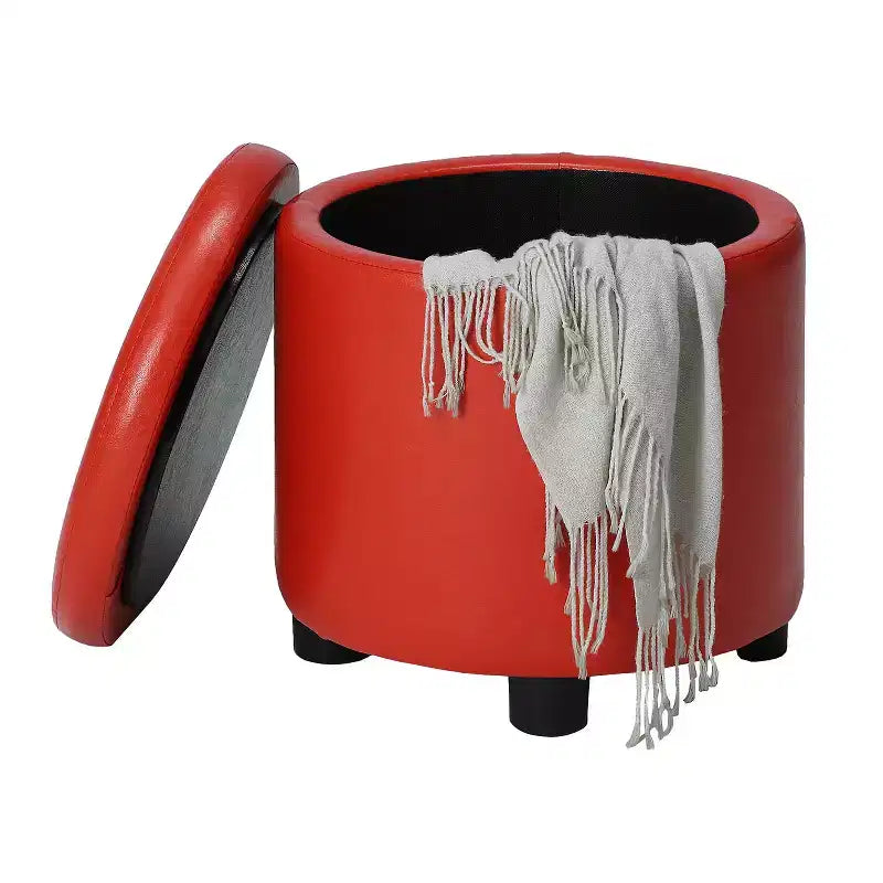 Pouf Contenitore Rotondo Comfort con Coperchio/Vassoio Reversibile