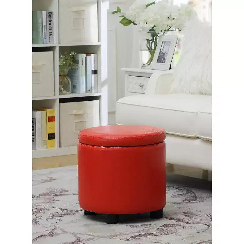 Pouf Contenitore Rotondo Comfort con Coperchio/Vassoio Reversibile