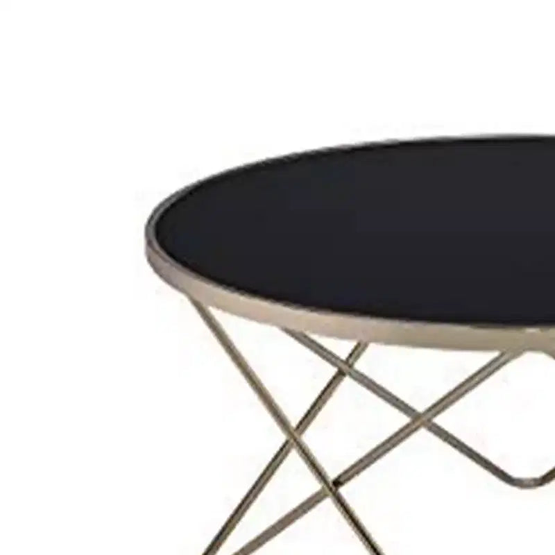 Tavolino Royal Hampton, Vetro Nero e Oro