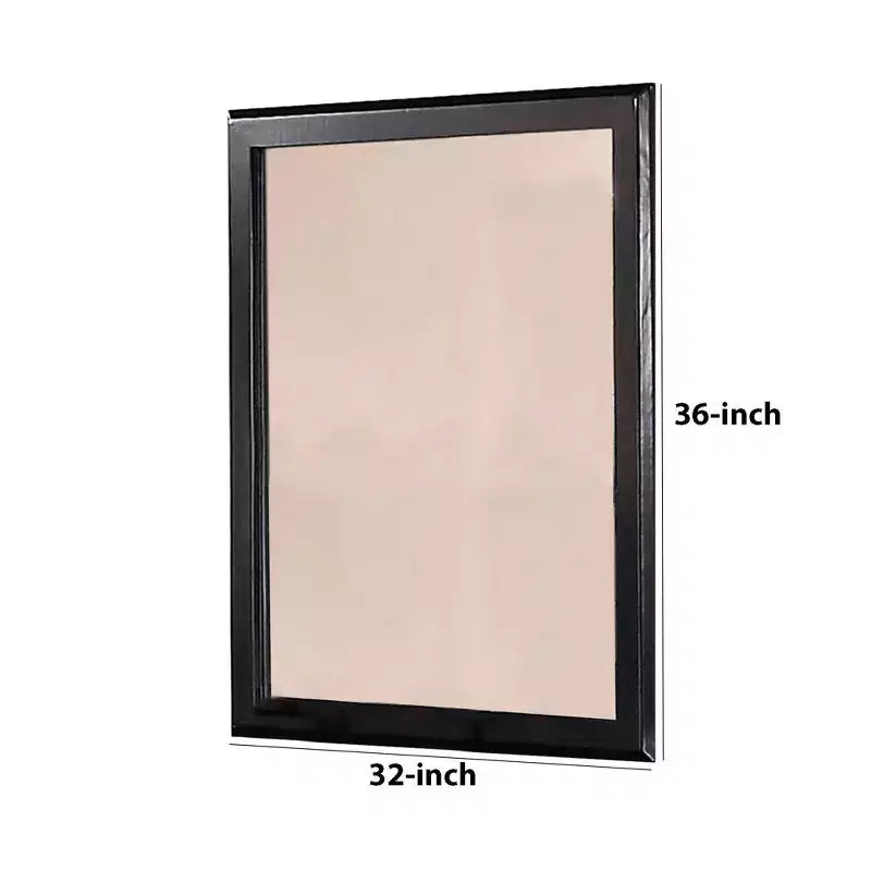 Specchio rettangolare con cornice in legno da 36 pollici, nero
