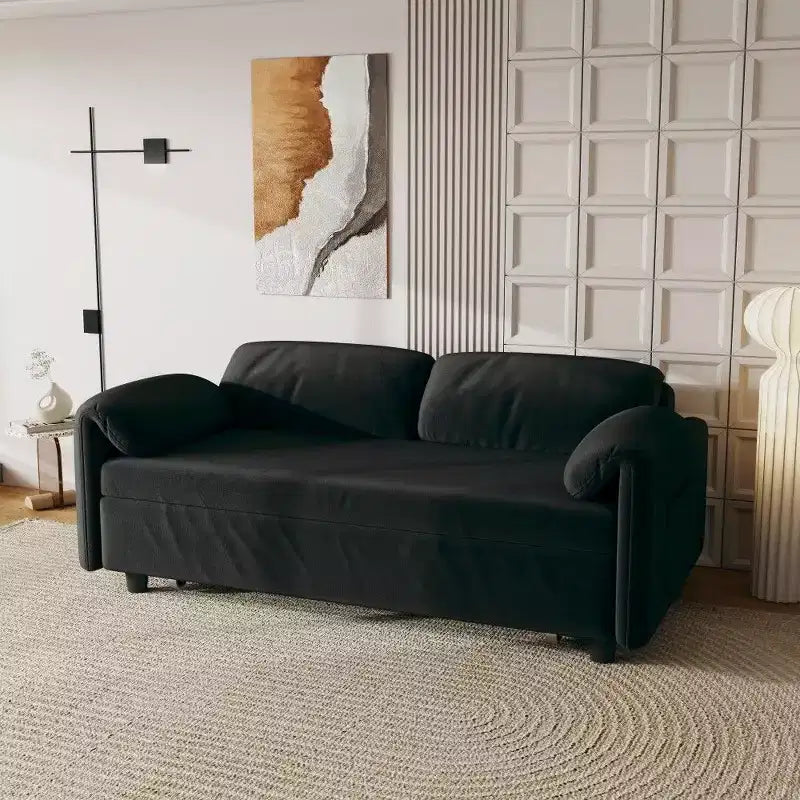 Divano convertibile moderno da 54 pollici, divano letto in velluto con tasche portaoggetti, divanetto retrattile 2 in 1 per soggiorno, piccoli spazi