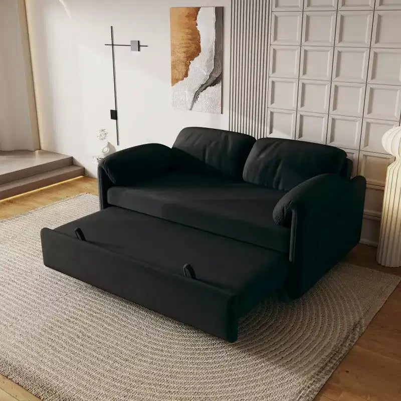 Divano convertibile moderno da 54 pollici, divano letto in velluto con tasche portaoggetti, divanetto retrattile 2 in 1 per soggiorno, piccoli spazi