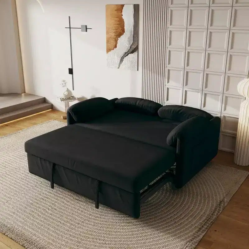 Divano convertibile moderno da 54 pollici, divano letto in velluto con tasche portaoggetti, divanetto retrattile 2 in 1 per soggiorno, piccoli spazi