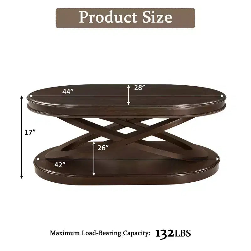 Tavolino da caffè ovale moderno da 31,5" con base a X, tavolo centrale minimalista impiallacciato in legno per soggiorno o ufficio domestico-Panipeachy