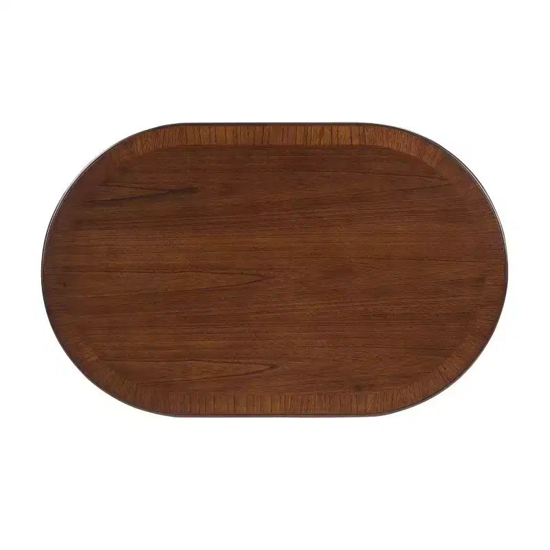 Tavolino da caffè ovale moderno da 31,5" con base a X, tavolo centrale minimalista impiallacciato in legno per soggiorno o ufficio domestico-Panipeachy