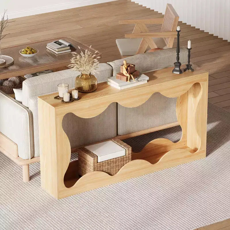 Tavolo Consolle da Ingresso Stile Rustico 160 cm, Tavolo Consolle con Ripiani, Tavolo da Divano, Tavolo Stretto da Ingresso per Soggiorno, Corridoio, Ingresso, Foyer