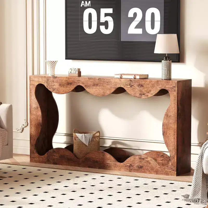 Tavolo Consolle da Ingresso Stile Rustico 160 cm, Tavolo Consolle con Ripiani, Tavolo da Divano, Tavolo Stretto da Ingresso per Soggiorno, Corridoio, Ingresso, Foyer