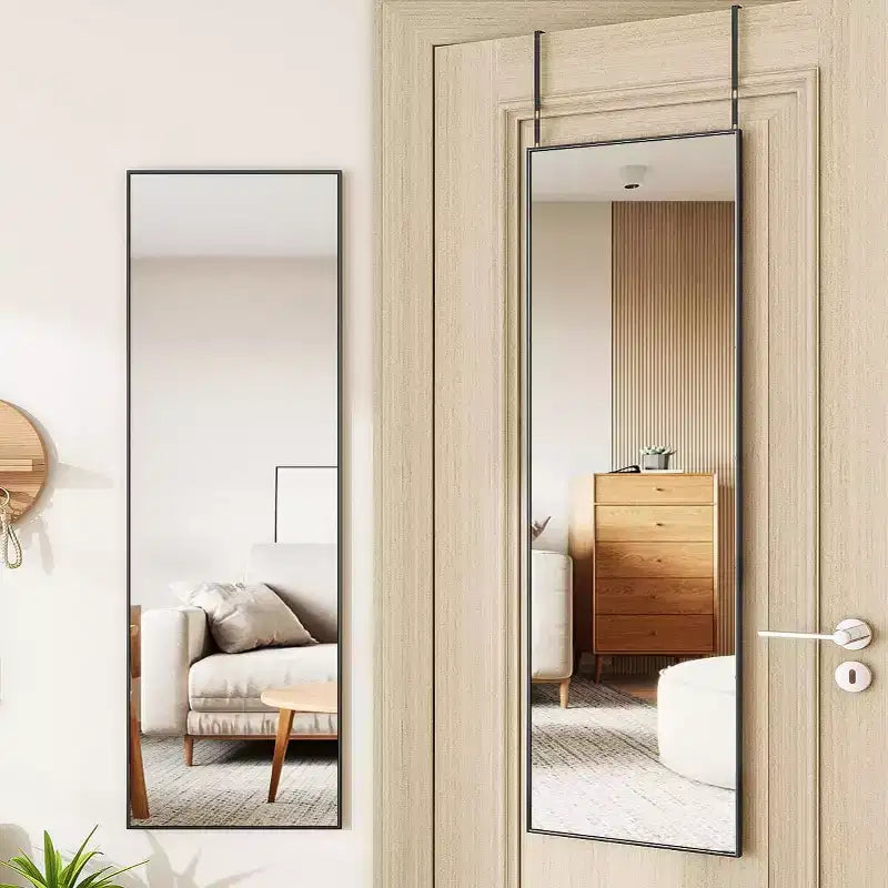 Specchio da Porta, Specchio a Figura Intera da Appendere, 122x36 cm, per Camera da Letto, Soggiorno, Ingresso, Dormitorio, Nero