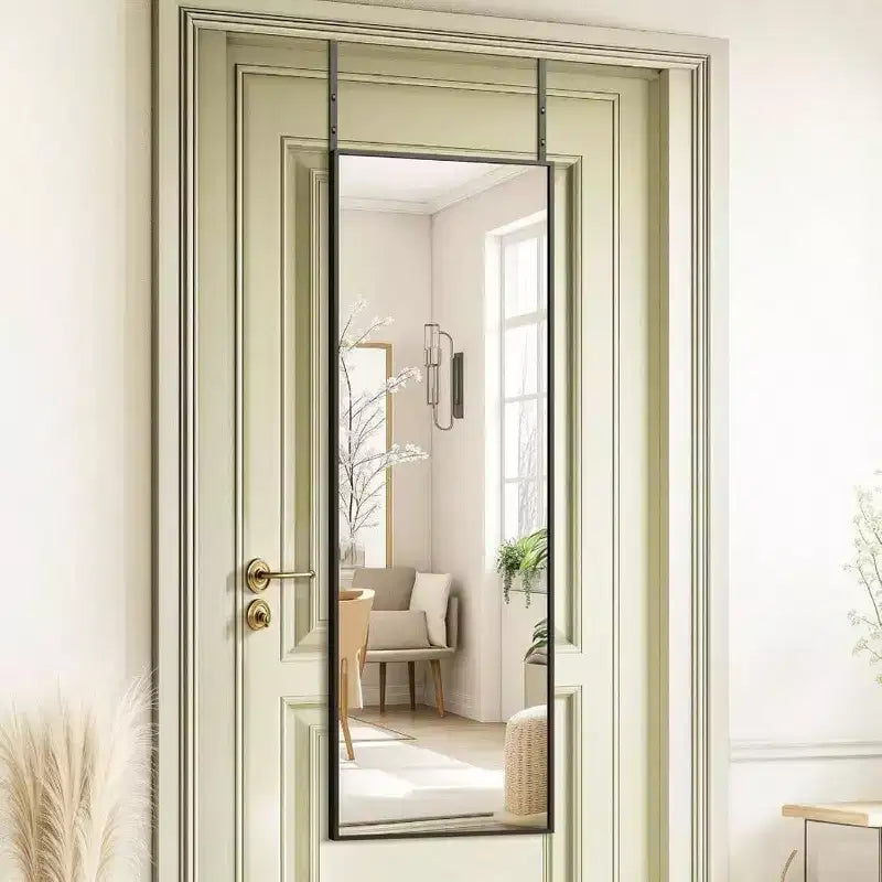 Specchio da Porta, Specchio a Figura Intera da Appendere, 122x36 cm, per Camera da Letto, Soggiorno, Ingresso, Dormitorio, Nero